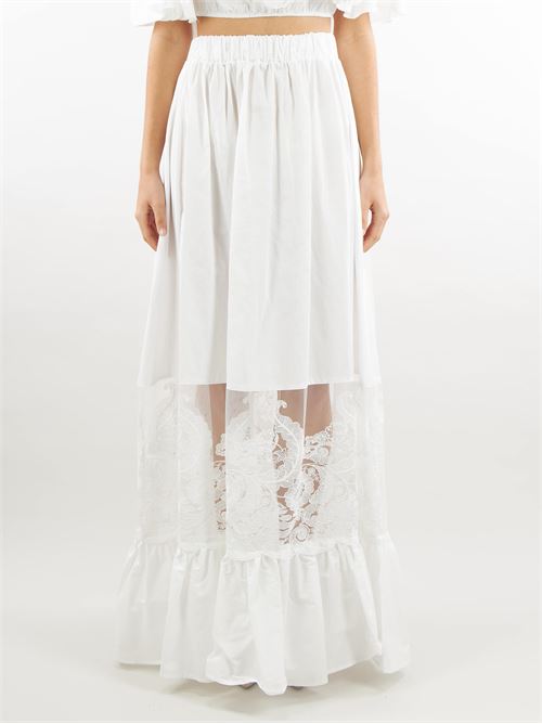 Skirt with trasparent detail and embroidery Giulia N GIULIA N | Skirt | GE241002